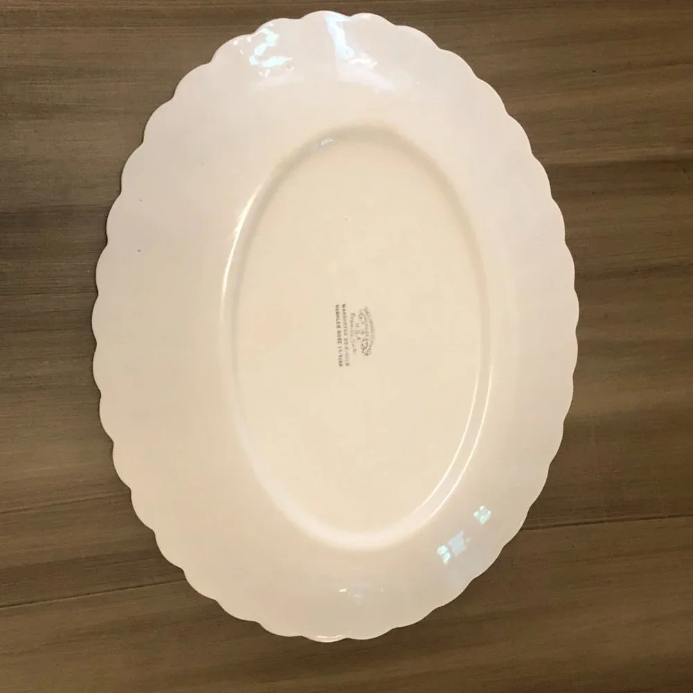 Cream Floral Scalloped Serving Platter